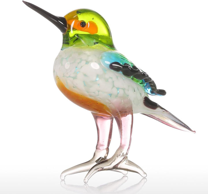 Tooarts Vogelfigur aus Geblasenem Glas,Glasvogel Deko,Bunte Realistische Vogelskulptur,Handgefertigt