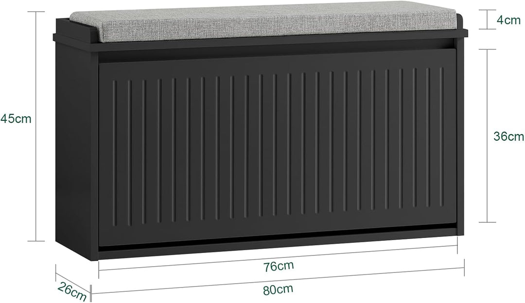 SoBuy Schuhschrank Schuhbank mit Sitzfläche, Schuhregal mit Stauraum, Klappe, Sitzkissen, bis 155 kg
