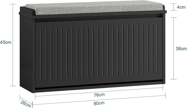 SoBuy Schuhschrank Schuhbank mit Sitzfläche, Schuhregal mit Stauraum, Klappe, Sitzkissen, bis 155 kg