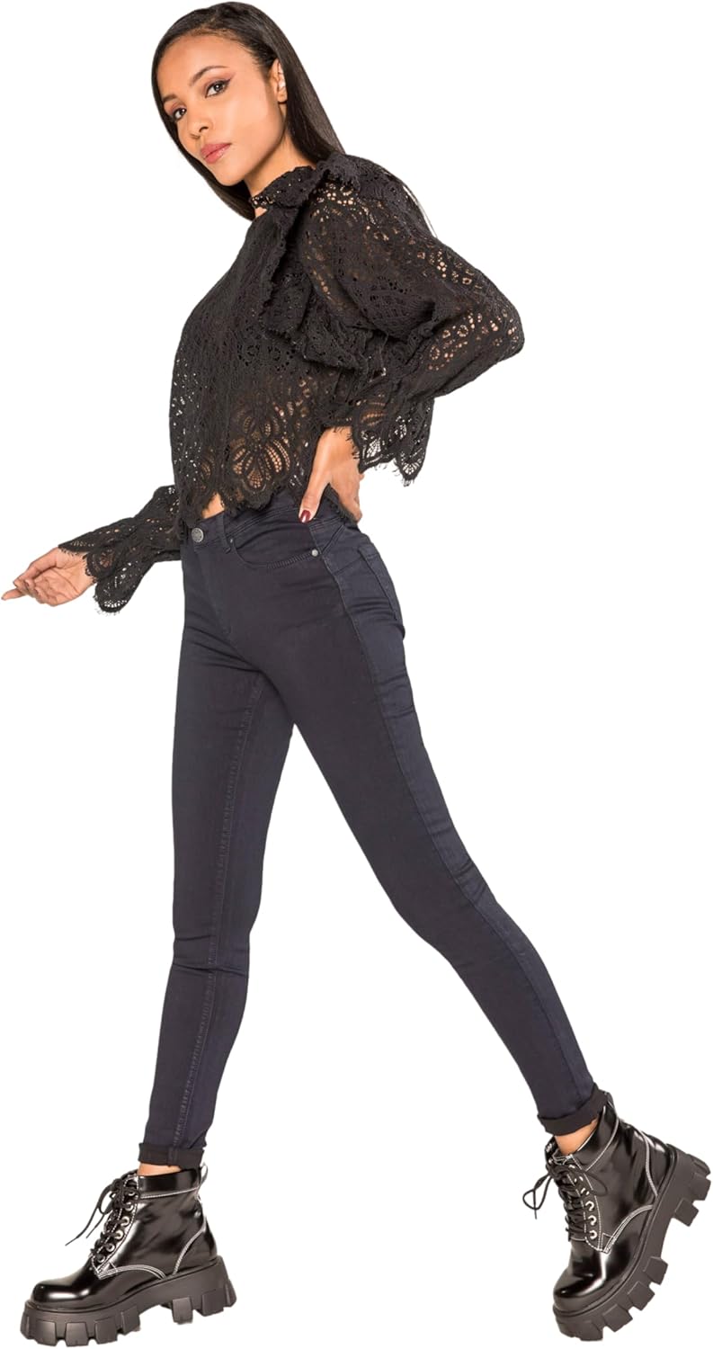 Nina Carter P106 Damen Jeanshosen Slim Fit Push-Up Skinny Jeans Mid-High Waist XS Slim Dunkelblau (P