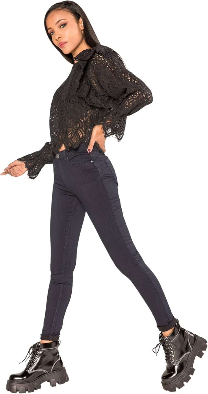 Nina Carter P106 Damen Jeanshosen Slim Fit Push-Up Skinny Jeans Mid-High Waist XS Slim Dunkelblau (P