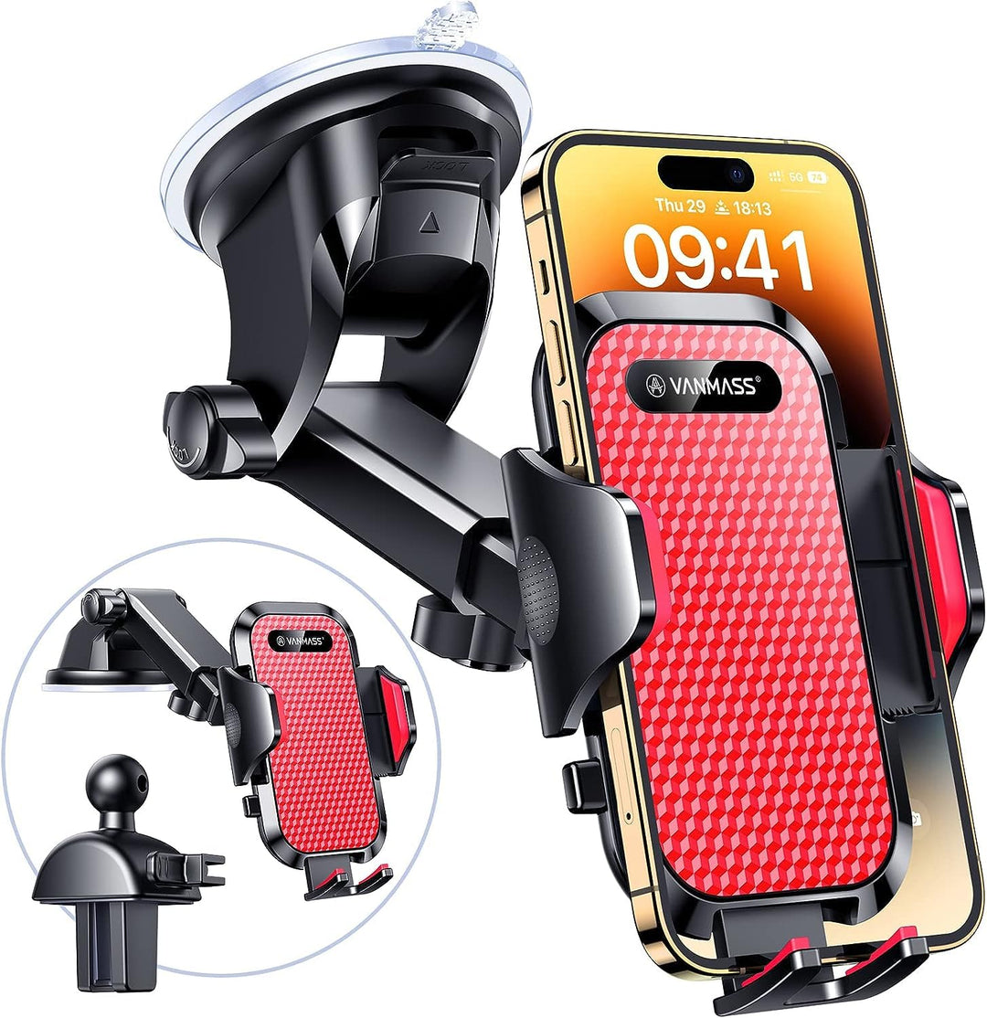 VANMASS Handyhalterung Auto 2024 Upgrade Super Stabil 3 in 1 Saugnapf &amp; Lüftung 100% Sicher Universa