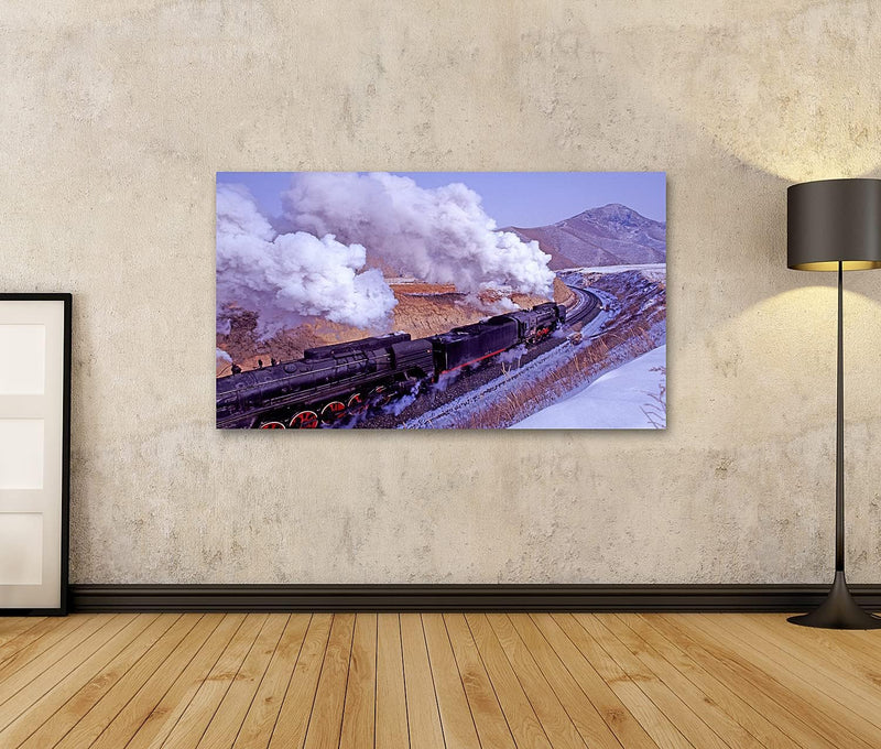 islandburner Bild auf Leinwand Alte Eisenbahn In Den Bergen Dampflok Bilder Wandbilder Poster Leinwa