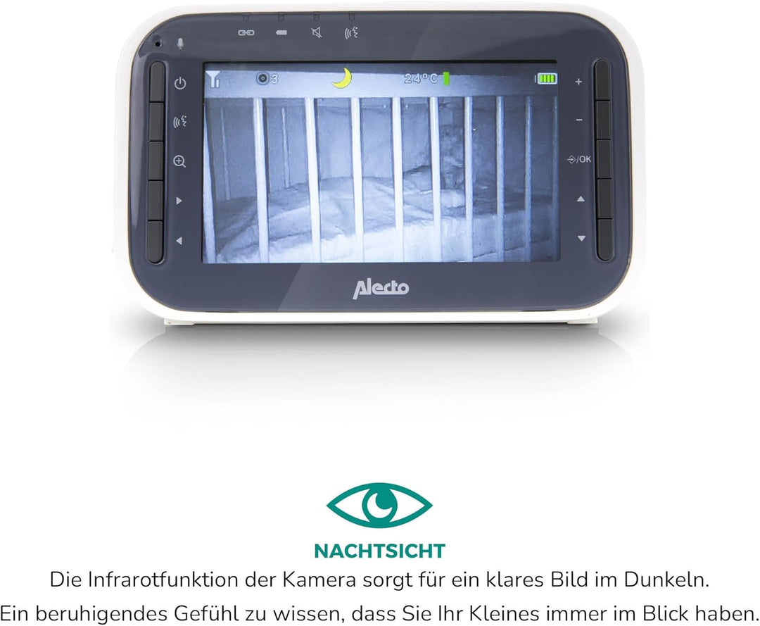 Alecto DVM200MGS Funk Babyphone steuerbarer Kamera - 100% störungsfreie Babyfon - Indoor Baby Monito