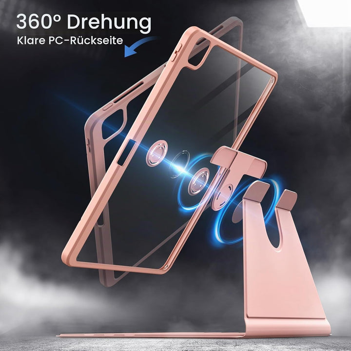 JETech Rotierende Hülle für iPad Pro 12,9 Zoll (2022/2021/2020/2018) mit Stifthalter, 360 Grad Drehb