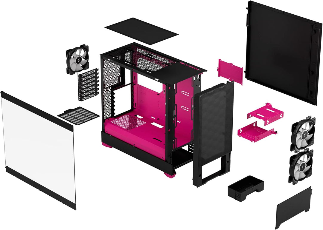 Fractal Design Pop Air RGB Magenta Core - Tempered Glass Clear Tint - Honeycomb Mesh Front – TG Side