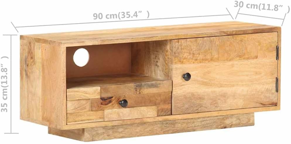 vidaXL Mangoholz Massiv TV Schrank 1 Tür 1 Regal 1 Schublade Lowboard TV Möbel Sideboard Fernsehtisc