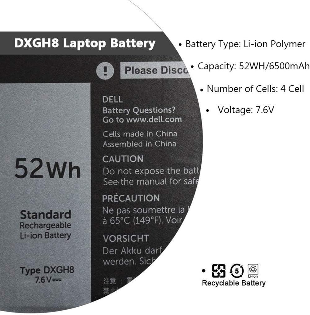 AKKEE DXGH8 Laptop Battery Compatible with Dell XPS 13 9370 9380 Inspiron 13 7390 7391 2-in-1 5390 5