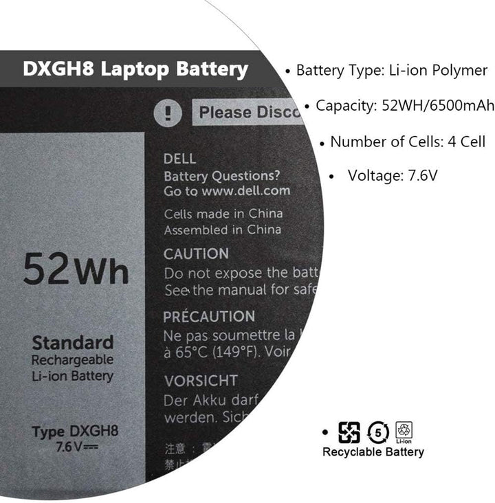 AKKEE DXGH8 Laptop Battery Compatible with Dell XPS 13 9370 9380 Inspiron 13 7390 7391 2-in-1 5390 5