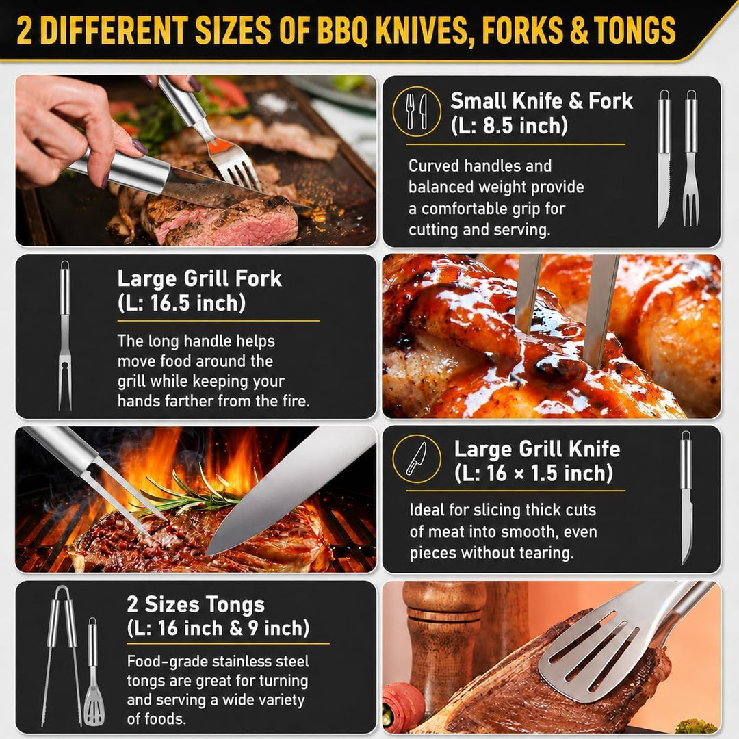 Grillbesteck 29Tlg,Grill aus 420 Edelstahl Grillzubehör Grillset,BBQ Männer, 29