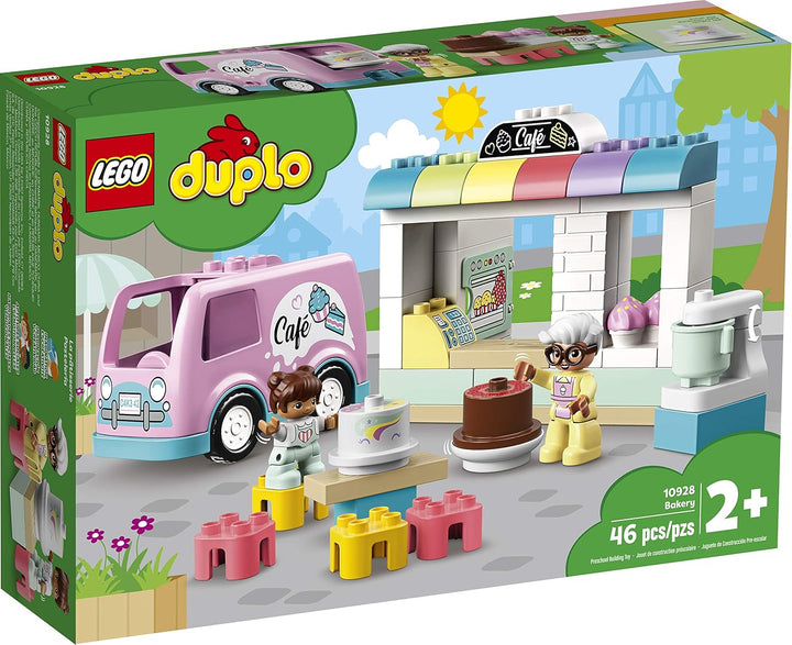LEGO 10928 DUPLO Tortenbäckerei Spielset mit Café-Wagen, Kuchen und Cupcakes, grosse Bausteine für K