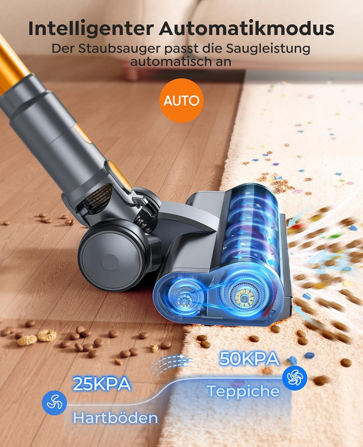 SMOTURE VAC04 Akku Staubsauger, 50.000 Pa Saugkraft, 65 Min Laufzeit, Selbststehender Staubsauger Ka
