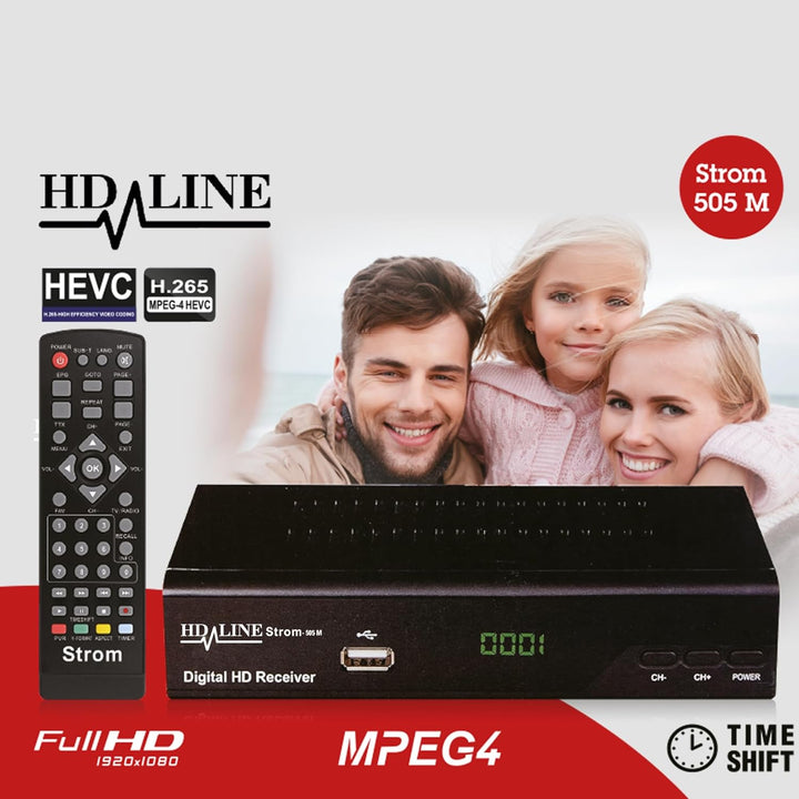 Strom 505 Receiver DVB-T2 / DVB-T - / Receiver Für Digitales H.265 - H.264 / MPEG2 - MPEG4 / 1080i -