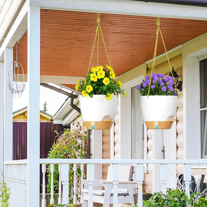 ZMTECH 25cm Blumenampel Hängend Blumentopf Hängeampel Kunststoff Hängeampel für Pflanzen Für Innen A