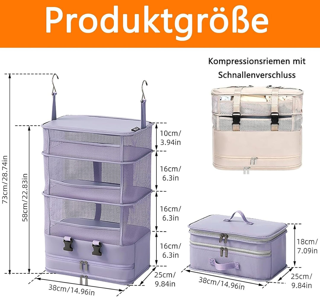 SUGODA Koffer Organizer, 5 Schichten Packing Cubes, Compression Organizer Packing, Camping Hängend,