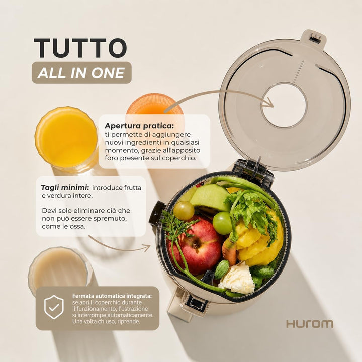 HUROM H70 Easy Clean Slow Entsafter | Entsafter für Gemüse mit hoher Kapazität | Kaltgepresster Ents