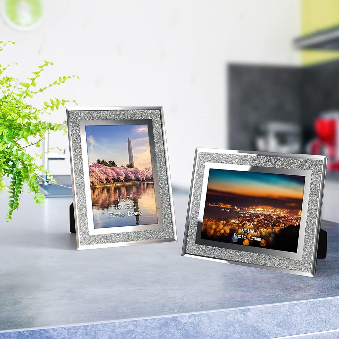 ASelected 4er Set Fotorahmen 13x18 Glas Bilderrahmen Photo Frame Glas Diamant Foto Rahmen Hochzeit F