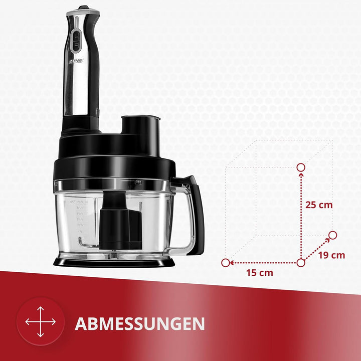 MPM - Komplette Küchenmaschine - Küchenmaschine mit Zubehör - Küchenroboter Schwarz - 800W, 800W