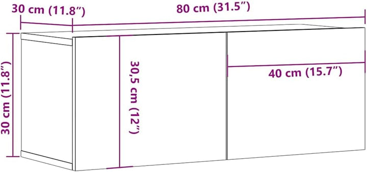 vidaXL TV-Wandschränke 2 STK. Altholz-Optik 80x30x30 cm, HiFi-Schrank, TV-Konsole, TV-Möbel, Mediens