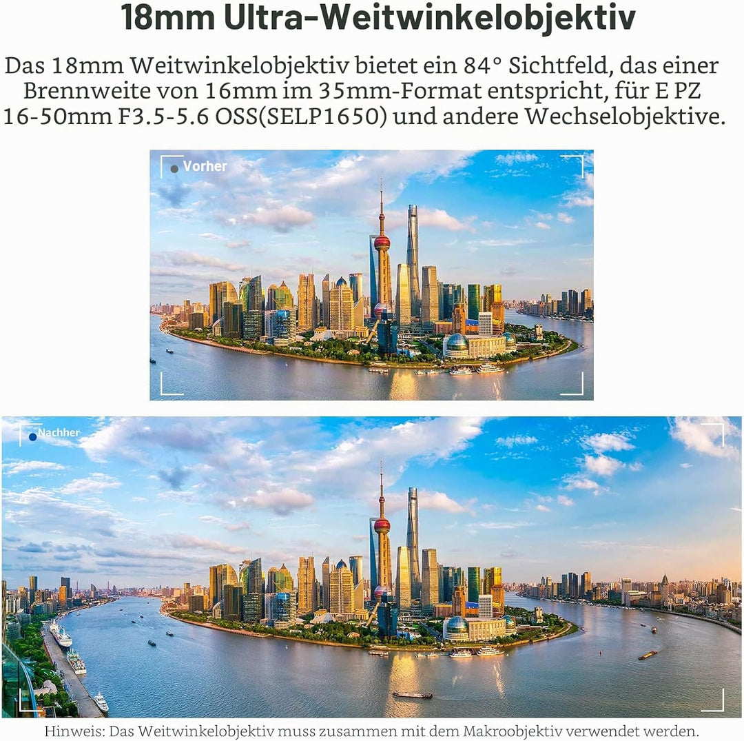 NEEWER 40.5mm HD Weitwinkelobjektiv kompatibel mit Sony ZV-1F ZV-E10 A5000 A6000 2 in 1 18mm Weitwin
