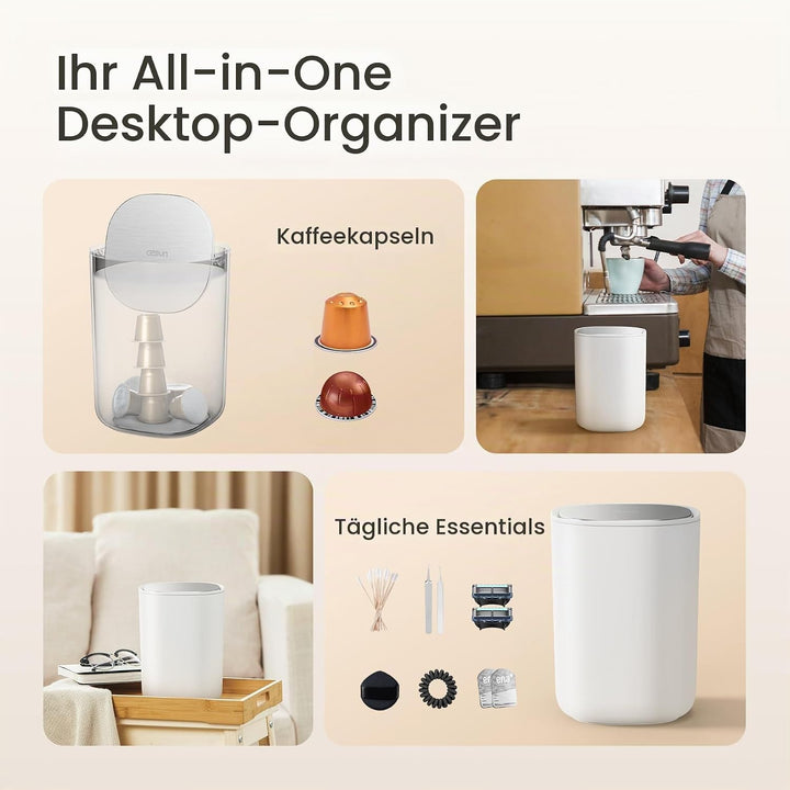 Cesun Mini-Tischmülleimer mit Schwingdeckel, 0.4 Gallonen kleiner Schreibtisch-Mülleimer, Arbeitspla