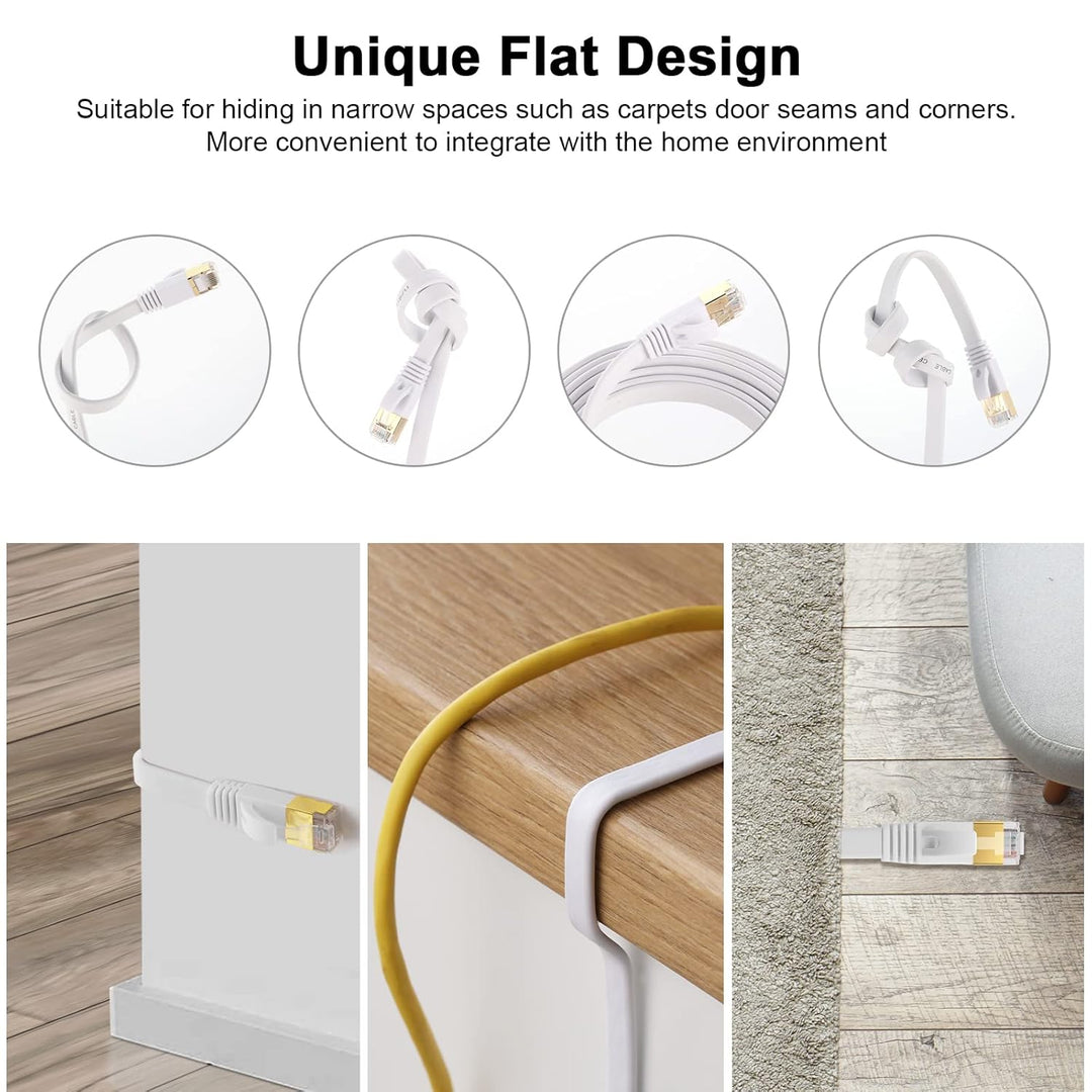Cat 8 Ethernet Kabel 10m, Hochgeschwindigkeits Flach LAN Kabel Gigabit RJ45 Patchkabel 40Gbps 2000Mh
