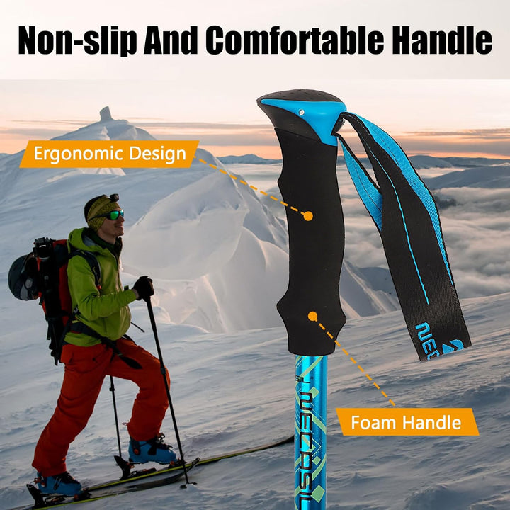 HOVIN Walking Stöcke Damen,Wanderstöcke Faltbar 105-125cm,Trekkingstöcke mit Gummipuffers für Trekki
