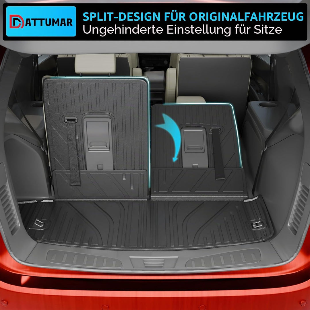 Kofferraumwanne, kompatibel mit Dodge Durango 6- und 7-Sitzer-Kofferraummatte, Allwetter-Rücksitzbez