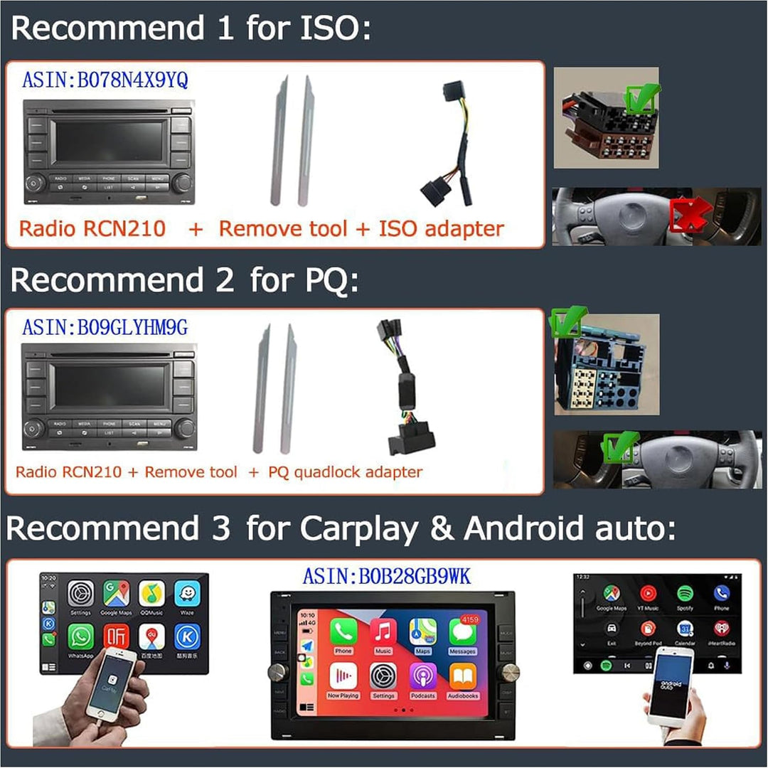 SCUMAXCON Autoradio RCN210+ quadlock Kabel mit Canbus-Simulator Bluetooth AUX USB CD-Spieler AM/FM S