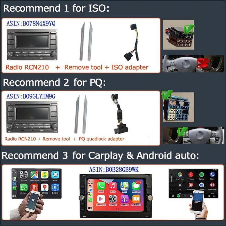 SCUMAXCON Autoradio RCN210+ quadlock Kabel mit Canbus-Simulator Bluetooth AUX USB CD-Spieler AM/FM S