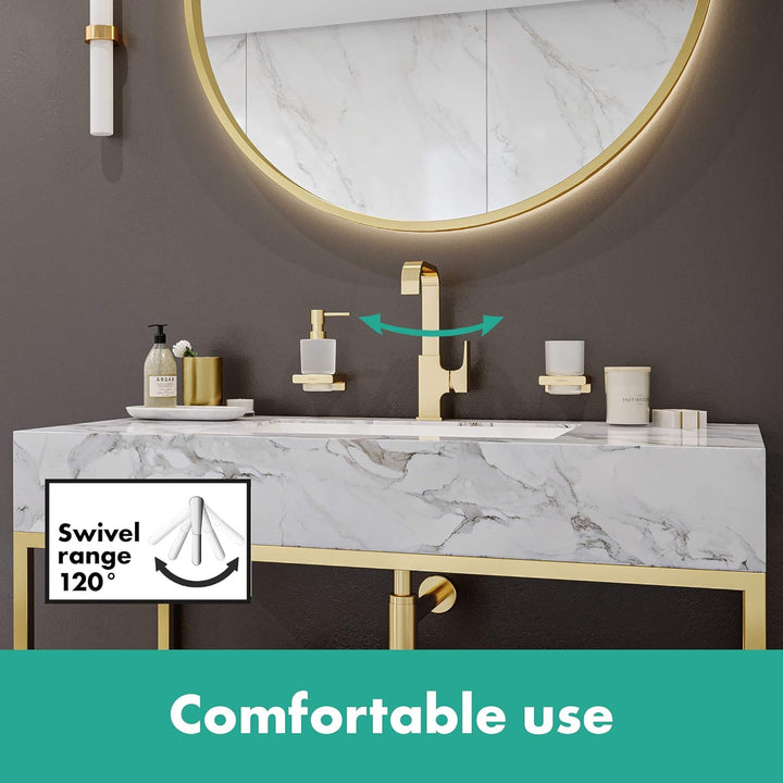 hansgrohe Wasserhahn Metropol, wassersparende Armatur mit Komfort-Höhe 230mm mit Push-Open Ablaufgar