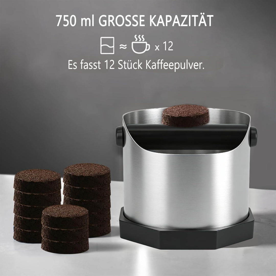 Abklopfbehälter Siebträger,Knock Box mit Abnehmbarer Abklopfskeule Espresso Klopfbox Barista Stil mi