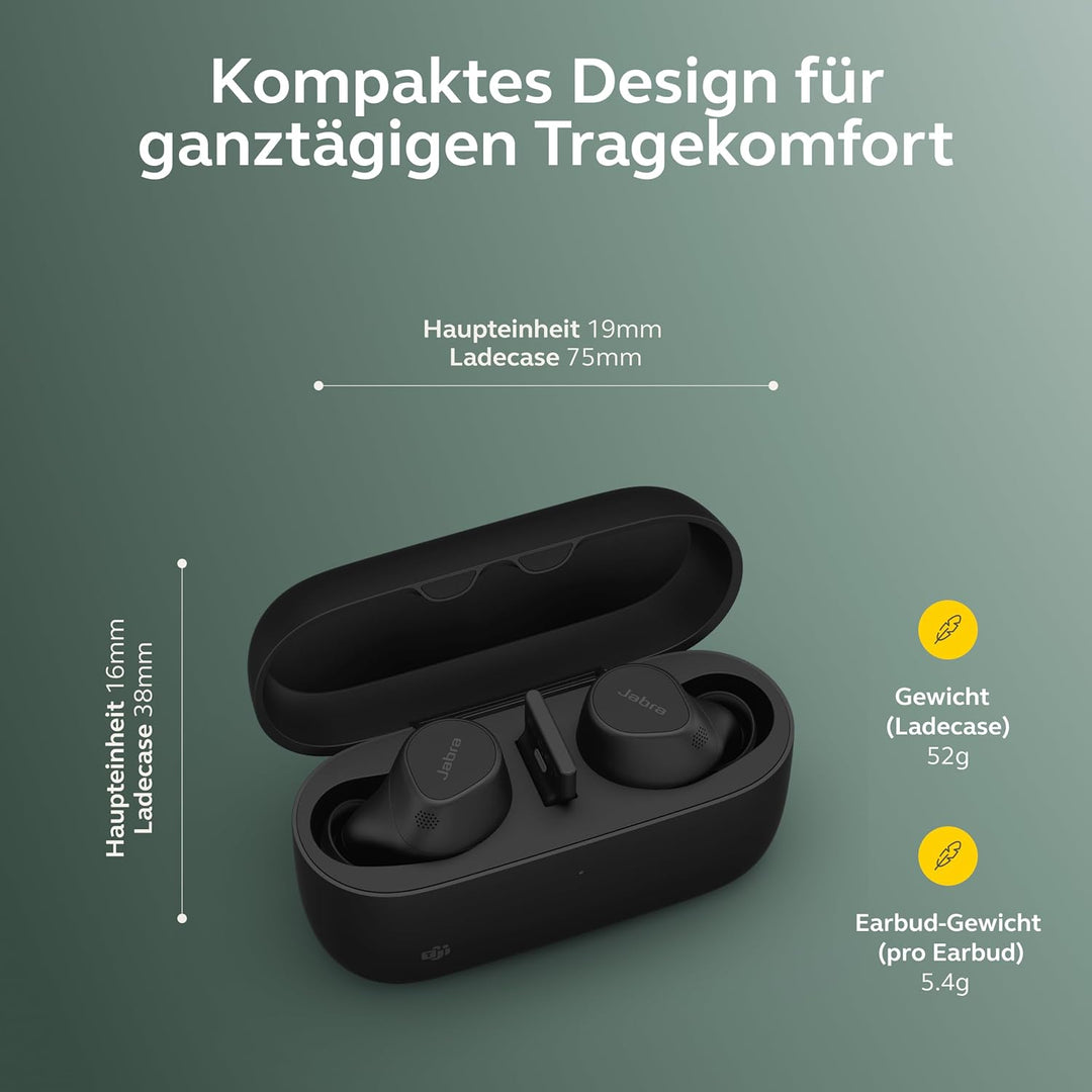 Jabra Evolve2 Buds True Wireless In-Ear-Bluetooth mit aktiver Geräuschunterdrückung (ANC), 4 Mic Mul