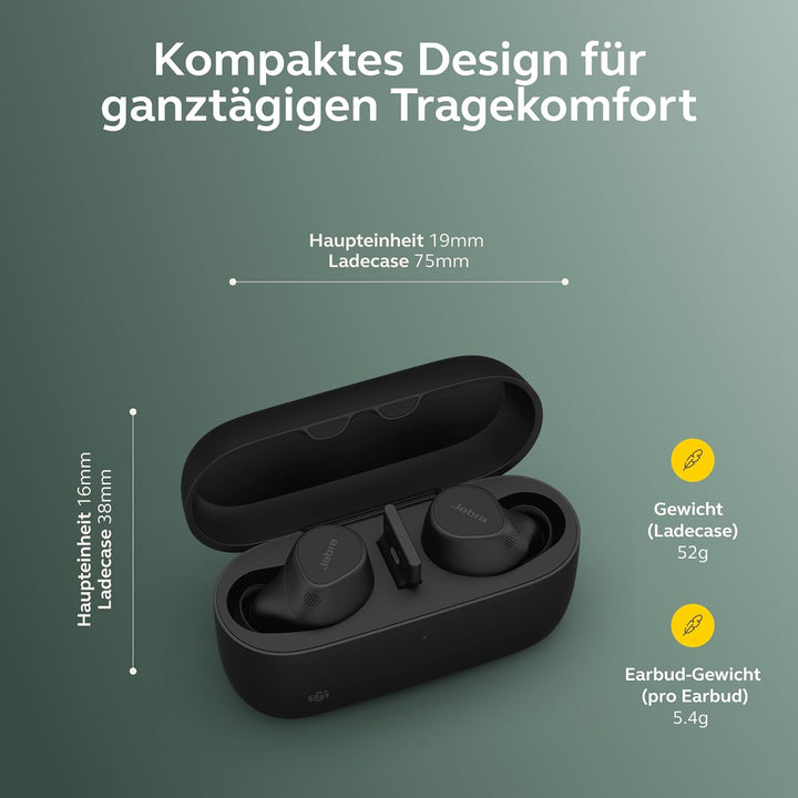 Jabra Evolve2 Buds True Wireless In-Ear-Bluetooth mit aktiver Geräuschunterdrückung (ANC), 4 Mic Mul
