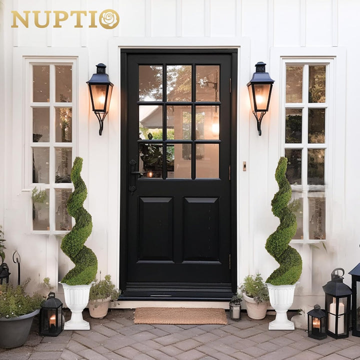 NUPTIO 2 Stück Blumenspindel, Dekorative Urne aus Kunststoff mit Einer Höhe von 35.5cm, Hoher Kunsts