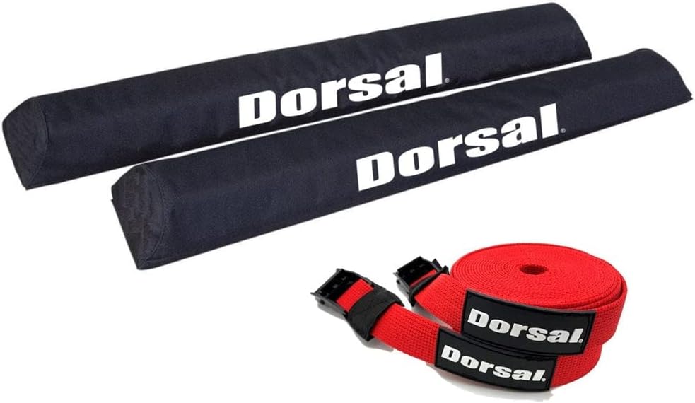 DORSAL Aero Roof Rack Pads with 15 ft Surf Straps for Car Surfboard Kayak SUP Long 28" Grey Grey 28"