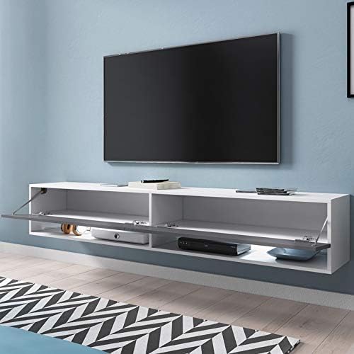 Selsey Wander – Fernsehschrank/Tv-Lowboard 100 Mit Led Weiss Matt/Grau Hochglanz mit Led, 100 Mit Le