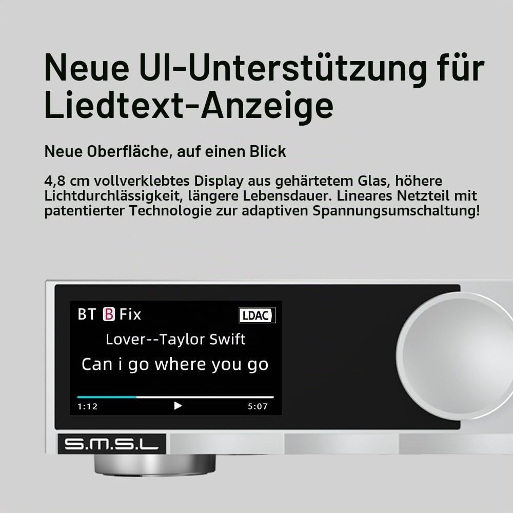 SMSL D200 Audio-Decoder, USB/Optisch/Koaxial/Bluetooth-Eingang, MQA/MQA – CD unterstützt, ROHM BD343