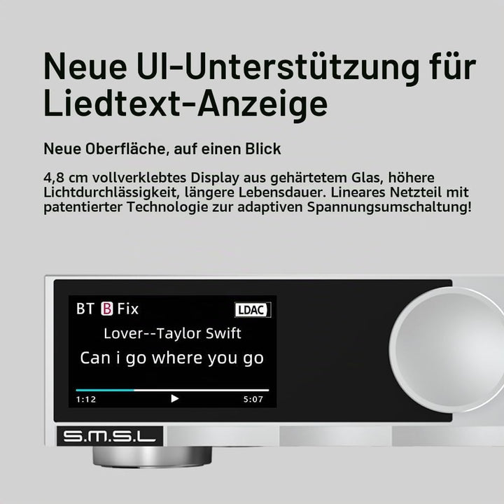 SMSL D200 Audio-Decoder, USB/Optisch/Koaxial/Bluetooth-Eingang, MQA/MQA – CD unterstützt, ROHM BD343