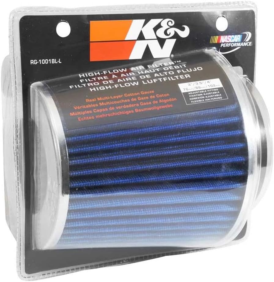 K N Filter & RG - 1001BL-L KFZ und Motorrad Universal-Luftfilter, verchromt