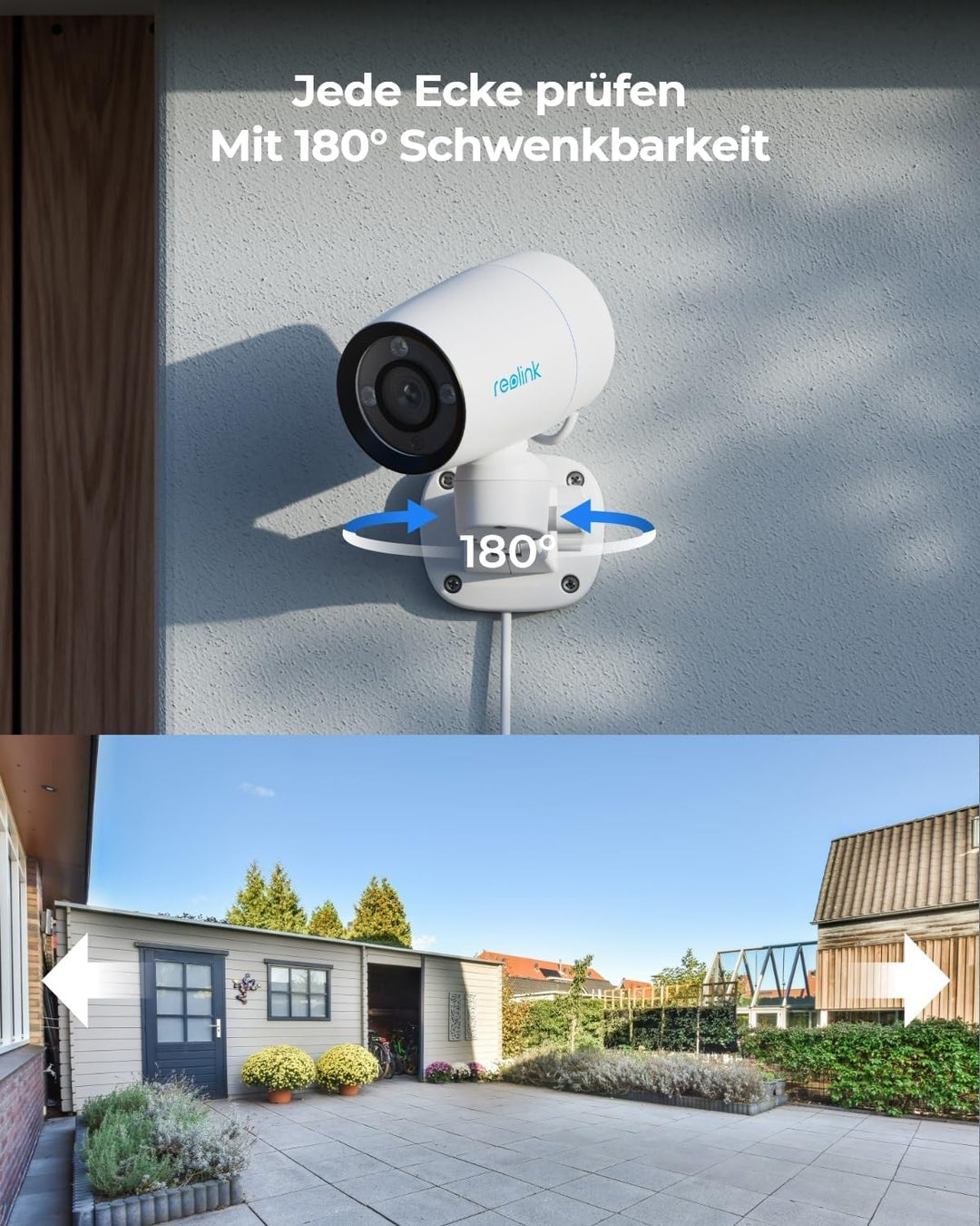 Reolink 4K PoE Überwachungskamera Aussen mit 180° Pan, Spotlight, Farbnachtsicht, Auto-Tracking, Sma