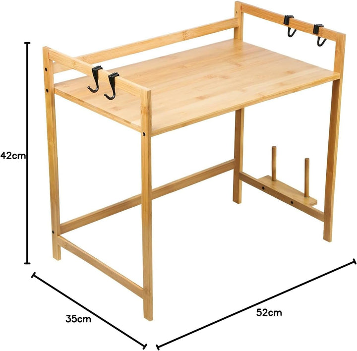 Mikrowellenregal aus Holz, Halterung für Mikrowelle, Küchenregal mit 1 Ebenen mit 4 Haken, Küchenreg