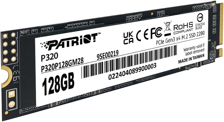Patriot P320 128GB Interne SSD - NVMe PCIe Gen 3x4 - M.2 2280 - Solid State Drive - P320P128GM28, 12