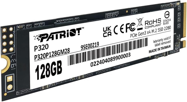Patriot P320 128GB Interne SSD - NVMe PCIe Gen 3x4 - M.2 2280 - Solid State Drive - P320P128GM28, 12