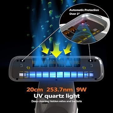 Dibea UV-Licht Matratzenstaubsauger Milbensauger Handstaubsauger 10000Pa 300W Leistungsstark 4,5m Ka