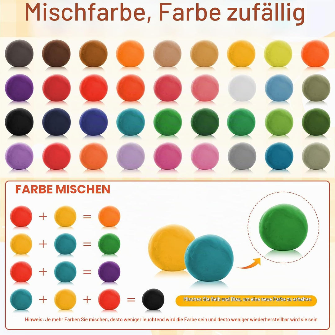 36er Pack Knete Set für Kinder, Kinderknete, Knetmasse für Fantasievolles und Kreatives Spielen, Kne