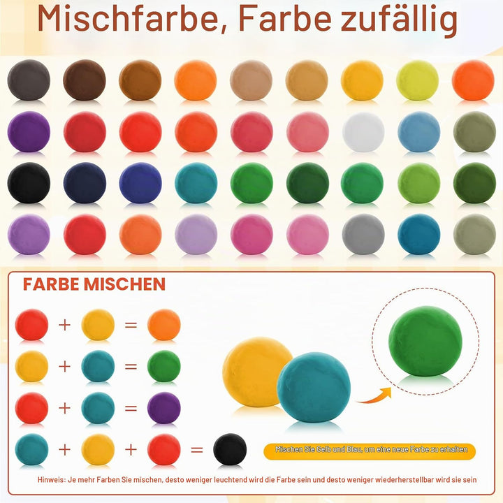 36er Pack Knete Set für Kinder, Kinderknete, Knetmasse für Fantasievolles und Kreatives Spielen, Kne