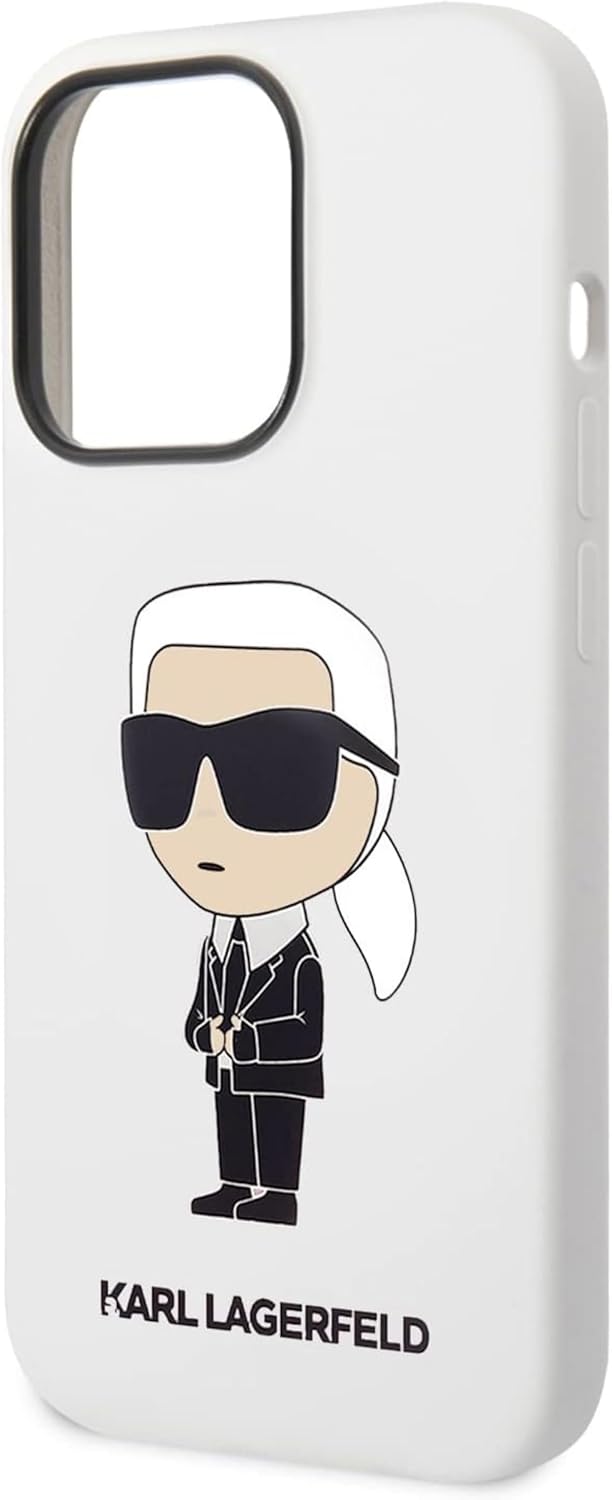 Karl Lagerfeld KLHCP14XSNIKBCH Hülle für iPhone 14 Pro Max 6,7" hardcase Weiss Silicone Ikonik Black