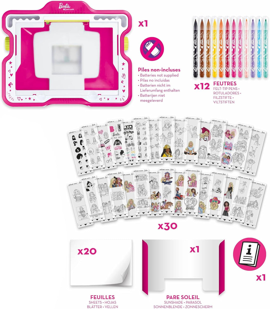 Maped CREATIV - Leuchttisch, Lichttisch, Lichtmaschine LUMI'BOARD BARBIE - mit 250x BARBIE-Motiven a