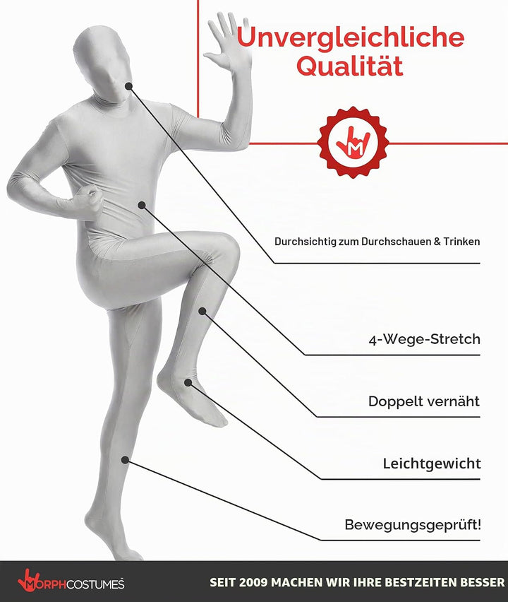 Morphsuits Herren Farbe Costume Body Suit, Silber, L Silber L, Silber L